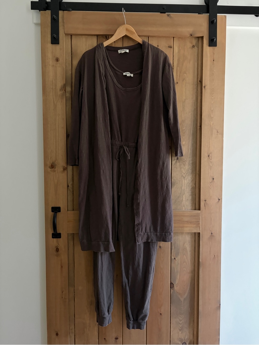 Listicle Women's Brown Drawstring Jumpsuit with Long Cardigan